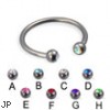 Jeweled ball titanium circular barbell, 16 ga