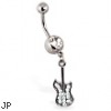Jeweled belly button ring with pave gem guitar