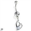 Jeweled Dangling Heart Belly Ring