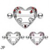 Jeweled heart nipple shield, 14 ga