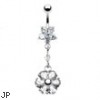 Jeweled star belly ring with dangling flower