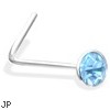 L-Shaped Nose Pin with Light Blue Gem