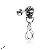 Labret Stud With Skull Head And Dangling Handcuff, 16 Ga