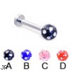 Labret with multi-gem acrylic colored ball, 12 ga