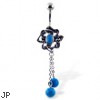 Light blue chandelier belly button ring