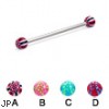 Long barbell (industrial barbell) with acrylic checkered balls, 12 ga