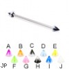 Long barbell (industrial barbell) with acrylic flower cones, 14 ga