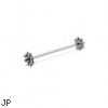 Long barbell (industrial barbell) with flower cones, 16 ga