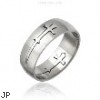 Mens 316L Cross Carved Surgical Steel Ring