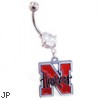 Mspiercing Belly Ring with Official Licensed NCAA Charm, University Of Nebraska Cornhuskers