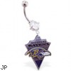 Mspiercing Belly Ring with Official Licensed NFL Charm, Baltimore Ravens