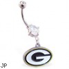 Mspiercing Belly Ring with Official Licensed NFL Charm, Green Bay Packers