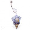 Mspiercing Belly Ring with Official Licensed NFL Charm, New Orleans Saints