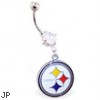 Mspiercing Belly Ring with Official Licensed NFL Charm, Pittsburgh Steelers