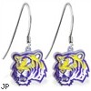 Mspiercing Sterling Silver Earrings With Official Licensed Pewter NCAA Charm, Louisiana State Univer