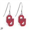 Mspiercing Sterling Silver Earrings With Official Licensed Pewter NCAA Charm, Oklahoma University So