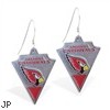 Mspiercing Sterling Silver Earrings With Official Licensed Pewter NFL Charm, Arizona Cardinals