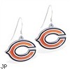 Mspiercing Sterling Silver Earrings With Official Licensed Pewter NFL Charm, Chicago Bears