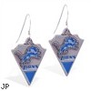 Mspiercing Sterling Silver Earrings With Official Licensed Pewter NFL Charm, Detroit Lions