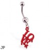 Navel ring with dangling bloody philly "LOVE" park symbol