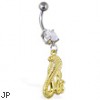 Navel ring with dangling gold color cobra