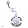 Navel ring with dangling jeweled circle