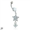 Navel ring with dangling jeweled star and gem