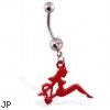 Navel ring with dangling red devil girl