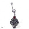 Navel Ring with Dangling Spider Web And Gem