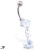 Navel ring with double CZ dangle