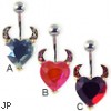Navel ring with heart and devil horns