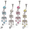 Navel ring with jeweled tiered charm