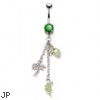 Navel ring with tropical parrotS and palm tree dangles