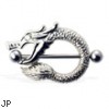 Nipple Ring with Dragon, 14 Ga
