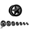 Pair Of Black Titanium Plated Screw Fit Tunnels with Star