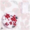 Pair Of Clear Acrylic Red And White Floral Print Saddle Plugs