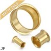 Pair Of Double Flared Tunnel Matte Gold IP Over 316L Surgical Steel Plugs