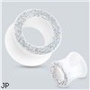 Pair Of Glittery Rim Solid White Acrylic Saddle Fit Tunnels