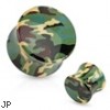 Pair Of Green Camouflage Printed UV Acrylic Saddle Fit Plugs