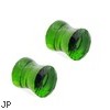 Pair Of Green Pyrex Glass Double Flared Saddle Plugs