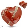 Pair Of Heart Shaped Red Jasper Natural Stone Saddle Plugs
