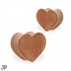 Pair Of Organic Red Cherry Wood Heart Shape Double Flare Plugs