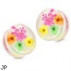 Pair Of Pink Dried Flower Clear Acrylic Saddle Fit Plugs