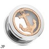 Pair Of Rose Gold Glittery Anchor with Surgical Steel Screw Fit Tunnels