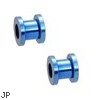 Pair Of Titanium Anodized Tunnels with Threaded Back - Light Blue