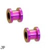 Pair Of Titanium Anodized Tunnels with Threaded Back - Purple