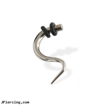 10 gauge curved taper, curved spike labret jewlery, 14 gauge curved barbell, curved tapers stretching, how to use ear taper, purchasing ear tapers