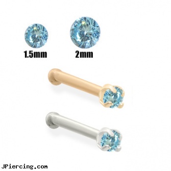 14K Gold Aqua Blue Diamond Nose Bone, 14 kt gold belly ring, solid gold navel rings, white gold belly ring, black and blue titainum tongue rings, body jewelry blue heart