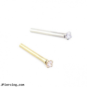 14K Gold Nose Stud with 1.5mm Round clear CZ, 20 Ga, white gold navel ring, wholesale 14k gold belly ring, white gold body jewelry, actresses with nose piercings, nose stud retainer