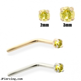 14K Gold Yellow Diamond Nose Pin, real gold nose rings from india, 14kt gold plated body jewelry, gold belly ring, yellow gold diamond nose ring, diamond labrets